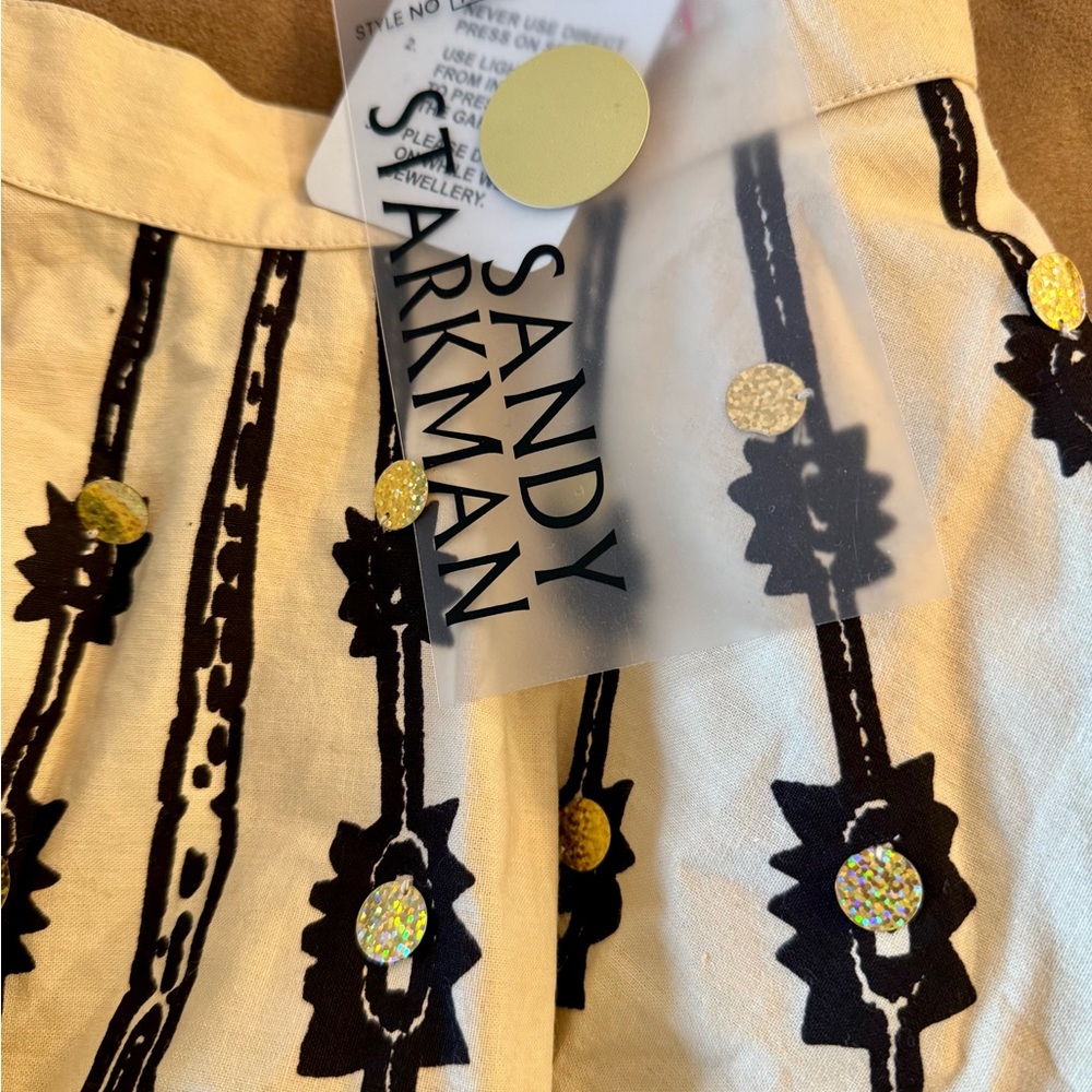 Sandy Arkman Cream and Black Women's Boho Sequin Skirt - Picture 2 of 7